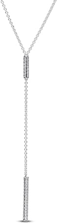 PANDORA TimelessPavé-Prisma Halskette aus Sterling Silber mit Zirkonia Steinen, Größe 45cm, 393013C01-45