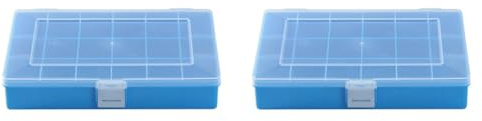 hünersdorff Sortimentskasten PP-Compact mit 18 Fächern | stabile Sortierbox für Schrauben und andere Kleinteile | feste Facheinteilung | 17 x 25 x 4,6 cm, blau (Packung mit 2)