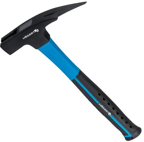 Professioneller Hochleistungs- Latthammer 600gr.| 870g. mit Fiberglas- Griff und magnetischem Nagelhalter | C45 Kohlenstoffstahl | Stoßdämpfender Hammer | DIN 7239 (Latthammer 600g)