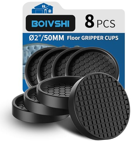 Möbeluntersetzer, Silikon, Ø 50mm Rund Anti-Rutsch-Pads, Sofa Füße Pads,Gummi Heavy Duty Cushions, verhindern Kratzer & Schäden Hartholz Boden Bett, Mattschwarz, Stuhl Protektoren, 8 Pcs Schwarz