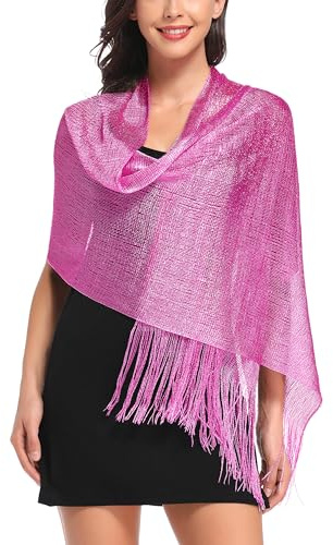 vimate Womens Wraps and Shawls for Evening Wear-Fuchsia Sparkly Shawls and Wraps for Evening Party Dresses (US-Fuchsia)