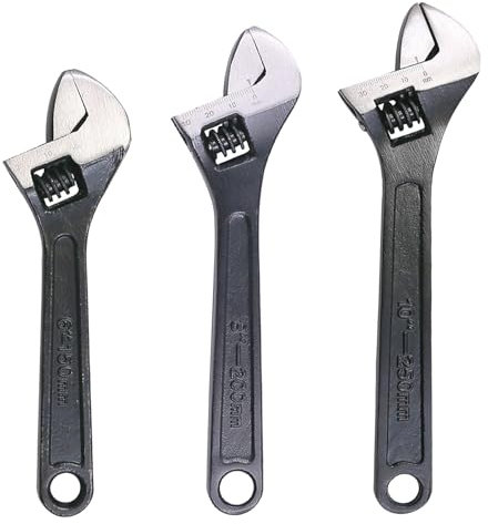 Schraubenschlüssel Set, Rollgabelschlüssel in 3 Größen Adjustable Wrench Einmaulschlüssel aus Karbonstahl, Reparatur Werkzeuge für zu Hause Mechanische Autoreparatur (Schwarz)