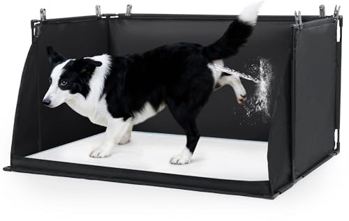 MABOZOO Dog Pee Pad Holder with High Walls, Foldable Dog Litter Box Pee Shields Indoor Dog Potty for Small and Medium Dogs, No Spill Pee Pad Holder Tray for Dogs Work (33.8*28*17.7in). Patent Pending