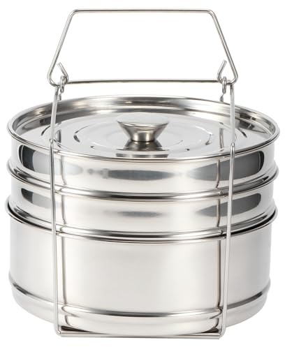 Cacerola de Acero Inoxidable, Accesorios para Olla a Presión para Cocinar Alimentos, Olla de de 3 Niveles, Vaporizadores de Alimentos con Tapa de Ajuste Seguro para Cocinar Al