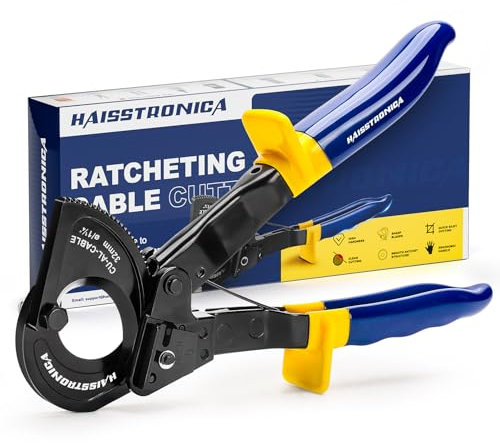 haisstronica Kabelschere, Ratschen-Kabelschneider, Hochleistungs-Drahtschneider zum Schneiden von Kupfer-Aluminium-Kabeln bis zu 500 Kcmil
