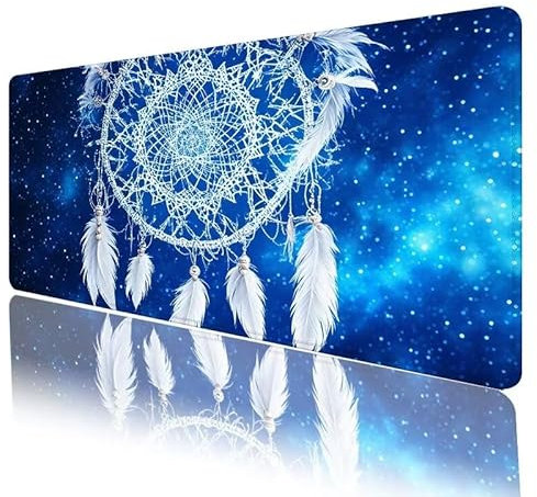 Mouse Mat Blue Mouse Pad Dream Catcher Desk Mat Large 1200 x 600 x 5 mm XXL Gaming Mouse Pad Stitched Edges, Mousepad Non Slip Base, Extra Large Washable Keyboard Mat for Desk Office Decor H-858
