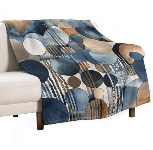 Superweiche, bedruckte Flanelldecke, Kreise von Farben, weich, leicht, gemütliche Decken für Couch, Schlafzimmer, Anti-Pilling (152,4 x 203,2 cm)