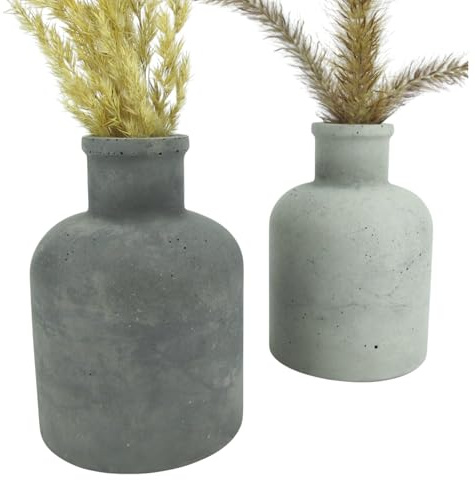 Handworkz | Baab - mini Vase schlicht aus Beton | wasserdicht | für frische Blumen oder Trockenblumen nutzbar | auch als Kerzenständer für Stabkerzen geeignet | Made in Germany (Anthrazit & Grau)