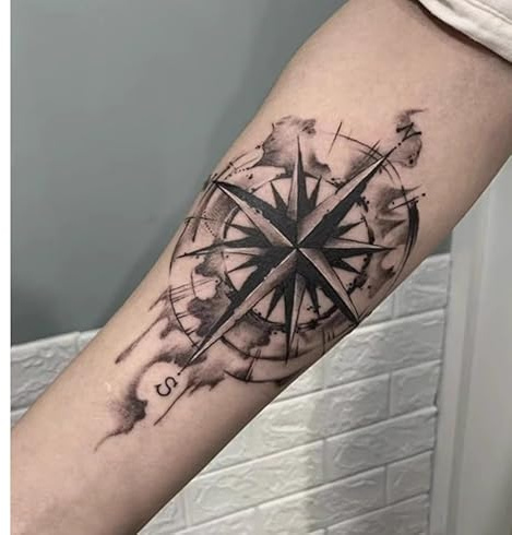 Stück Temporäre Pflanzliche Tattoo-Aufkleber, Gefälschter Arm, Kompass-Tinten-Stil, Saft, Weiblich Und Männlich, Semipermanent, Nicht Reflektierend, Wasserdicht, Hält 2 Wochen