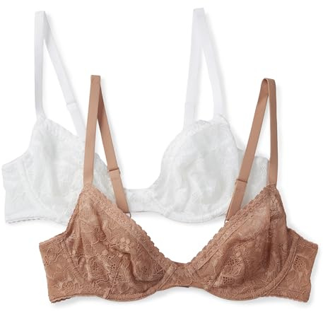 Amazon Essentials Reggiseno a Scollo Profondo in Pizzo Elasticizzato Donna, Confezioni Multiple