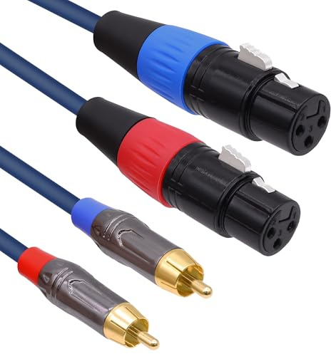 YARCHONN Dual XLR auf RCA Audiokabel 2 XLR Buchse auf 2 RCA Stecker HiFi Phono Stereo Verbinden Konverter Adapter Kabel Draht für Mikrofonverstärker Mischer-2M/6.6FT