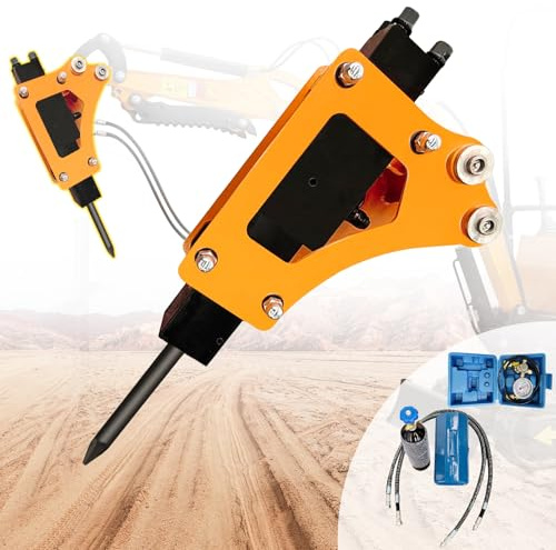 DANWIWEE Mini martillo hidráulico para excavadora, pequeño martillo de demolición, martillo compacto para hormigón, roca, escarcha, suelo, herramienta de impacto de montaje rápido, adecuado para