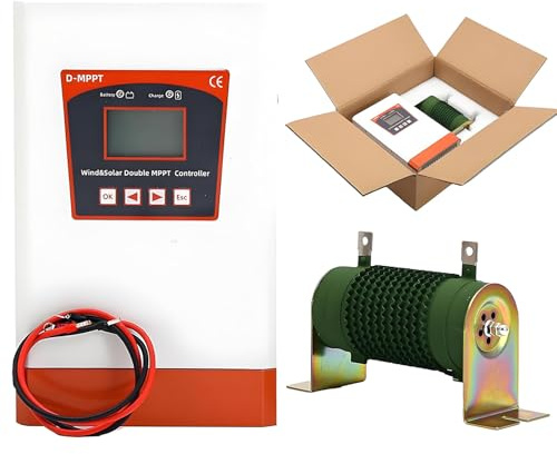 GYQSSD Controlador Híbrido Eólico-Solar: Regulador De Doble Mppt para Aerogeneradores Y Sistemas De Paneles Solares, con Carga De Descarga, Pantalla LCD 8000W-12V/24V