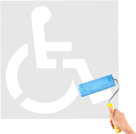 Stencil Parcheggio Disabili - Stencil In Silicone Per Simbolo Disabile,Modello Segnale Sedia Rotelle Pieghevole Riutilizzabile per Asfalto Calcestruzzo