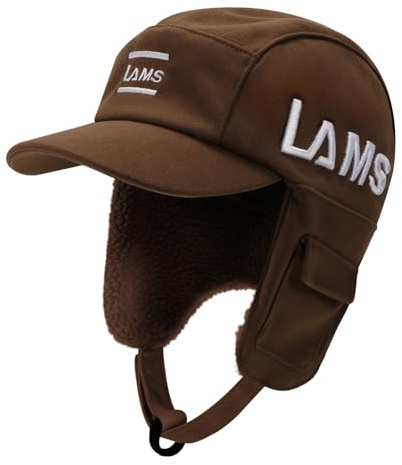 TAGVO Chapeau de Trappeur avec Visière Rigide, Doublée Polaire Sherpa, Poches Latérales, Boucle Coupe-Vent, Style Casquette pour Homme et Femme