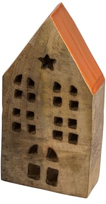 Holzhäuschen, Deko Mango-Holzhaus mit farbigen Dach in Orange Gr. 9 x 3,5 x 19 cm, D-320-orange