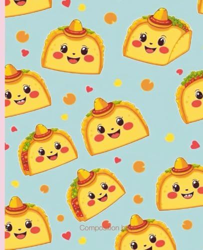 Composition Notebook: Taco Tuesday Notebook | College Ruled | Cute Journal with Smiling Tacos | 7.5 x 9.25 in, 100 Pages