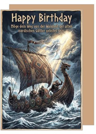Edition Seidel Premium Glückwunschkarte zum Geburtstag mit Umschlag. Grußkarte Karte Geburtstagskarte Spruch für Mann Frau Freund Freundin Wikinger Schiff (G3978 SW026)