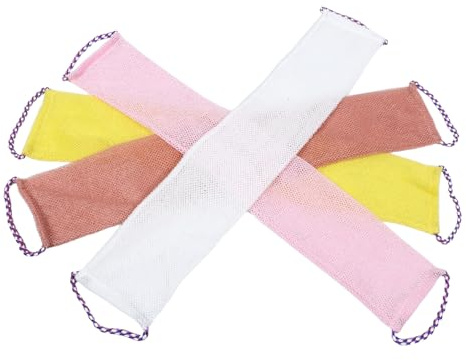 VICASKY 4 Stück 4 Stück-Pack Peeling Duschtücher Langer Waschlappen Schnelltrocknendes Körperpeeling Handtuch aus Hochdichten Fasern Rücken Scheuerhandtuch für Sauna Dusche und Reise