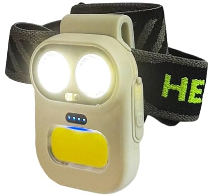AMISENK Lampe frontale LED lumineuse avec détecteurs de mouvement - Lampe de travail LED puissante pour randonnée, camping, pêche de nuit