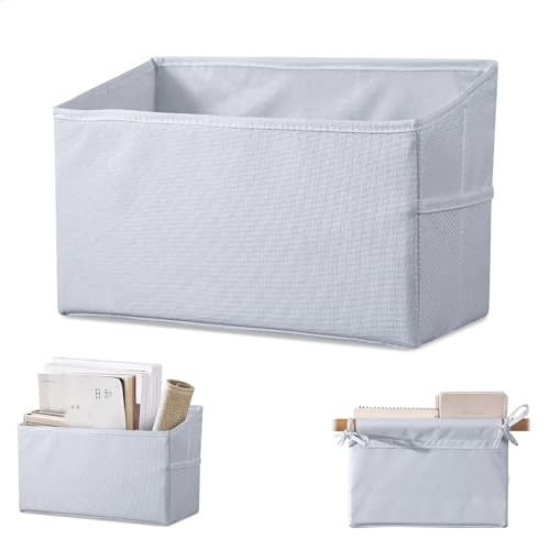 Bett Organizer zum Einhängen, Betttasche zum Einhängen mit Befestigungsband, Selbstklebend Bettorganizer zum Hängen, 3 Taschen Organizer Bett für Wohnheime Wohnungen Babybetten Büros(1 Stück, Grau)