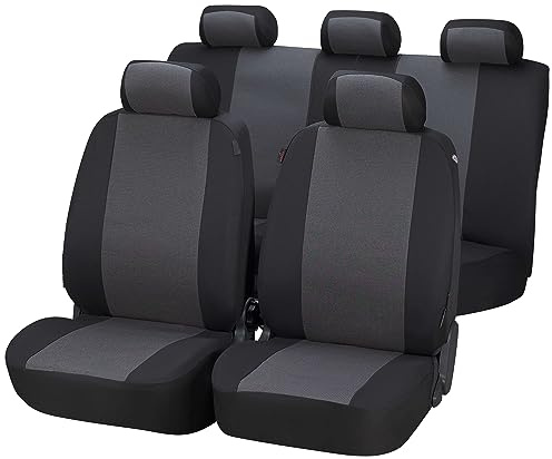 Walser Autositzbezug Pineto Komplettset, Universal Autoschonbezüge schwarz-grau, Sitzbezüge Polyester 12435