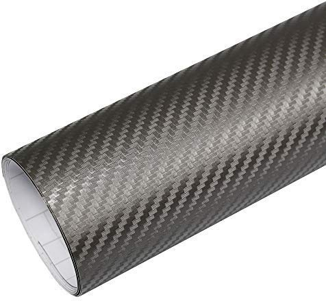 TipTopCarbon 6,57€/m² 3D Carbon Folie Silber-grau BLASENFREI 2m x 1,52m mit Luftkanäle Autofolie selbstklebend