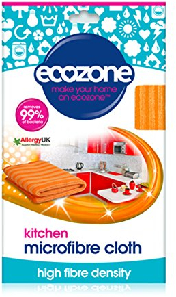 Ecozone Microfibre Kitchen Cleaning Cloth, Removes 99.9% of Bacteria, Cooking Residue & Dust, High Fibre Density Re-Usable Surface Wipe, Vegan Friendly & Machine Washable – Orange (32 x 32cm)