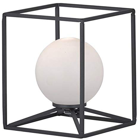 Reality Leuchten Gabbia R50401032 Tischleuchte, Metall Schwarz Matt, Acryl Weiß
