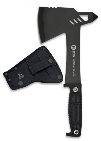 Hacha K25 Total 31,5 cm para Caza, Pesca, Camping, Outdoor, Supervivencia y Bushcraft K25 32266 + Portabotellas de regalo