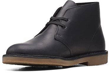 Clarks Herren Desert Boot Bushacre 3 Chukka-Stiefel, Black Leather, 43 EU