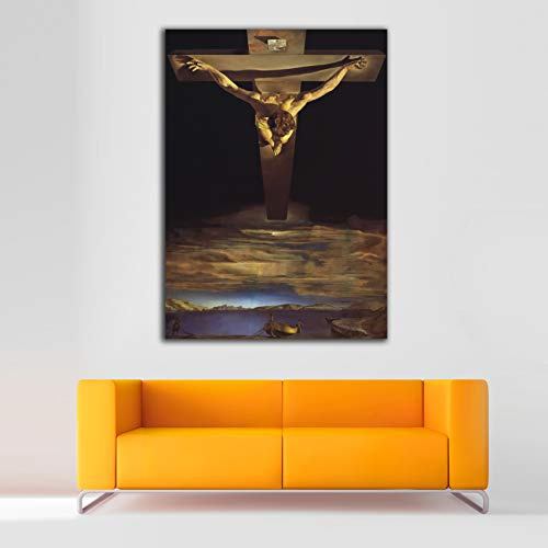 Desconocido Cuadro Lienzo Cristo de San Juan de la Cruz Salvador Dali – Varias Medidas - Lienzo de Tela Bastidor de Madera de 3 cm - Impresion Alta resolucion (86, 120)