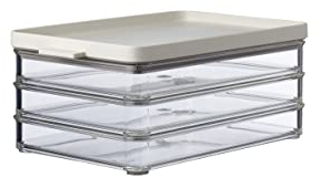 Mepal - Contenedor para Embutidos Omnia con 3 Capas - Caja para Deli - Almacenamiento de Salchichas y Fiambres - 3 Cajas Separadas para Organizar el Frigorífico - 3 x 500 ml – Nordic White