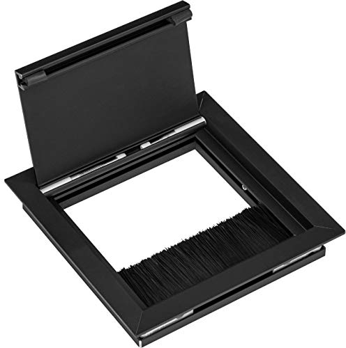 Gedotec Kabeldurchführung schwarz eckig mit Bürstendichtung | 1 Stück - Kabeldurchlass Schreibtisch | EXIT G11 ECO | Aluminium-Kabeldose versenkt | 100 x 100 mm | Kabelausgang Bürotisch zum Einlassen