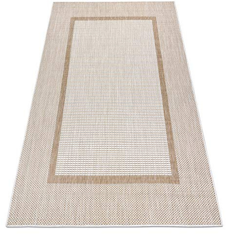 rugsx Teppich SISAL SION innen & außen, flach gewebt, für Zimmer, Küche, Terrasse und Balkon, Ecru/beige 80x150 cm