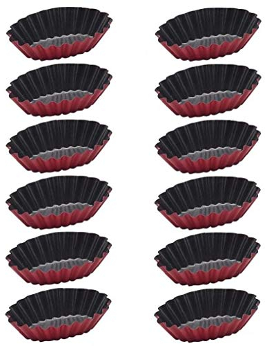 Lankater 12pcs Pie Molds Mini Cake Molds Non-stick Aluminum Tart Mold Mini Pie Tin Tartlet Pan