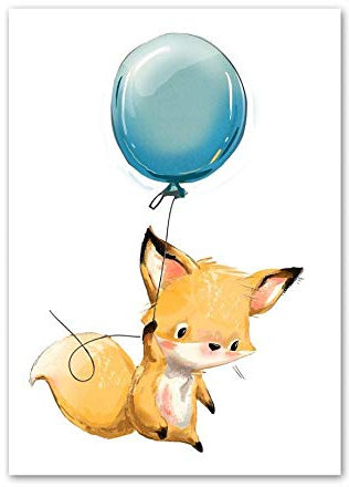 LCSLDW Leinwanddruck Cartoons Tier Ballon Kinderzimmer Wandkunst Druck Leinwand Malerei Nordic Poster Wandbilder Baby Kinderzimmer Dekor, Wie Gezeigt, 30X40Cm No Frame