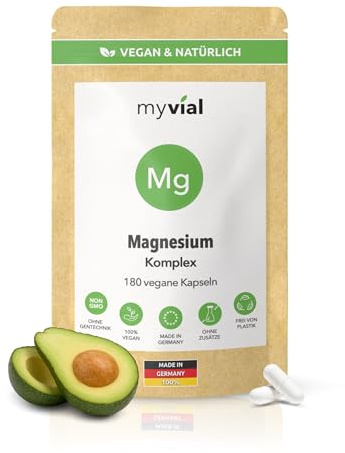 Magnesium Komplex 180 Kapseln - mit Dicitrat, Bisglycinat, Malat & Taurinat - 268 mg Magnesium täglich - vegan & ohne Zusatzstoffe - produziert in Deutschland