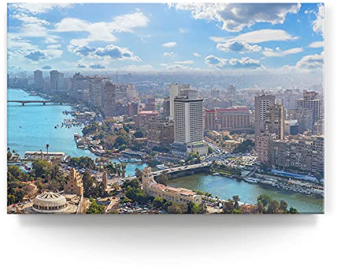 Wandbild Skyline Kairo Fluss Nil - 150cm x 100cm Leinwand auf 4cm Keilrahmen