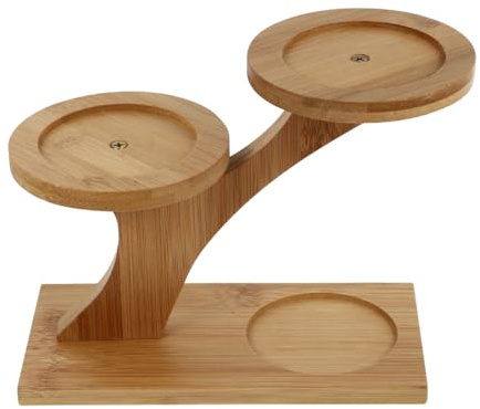Happyyami Wood Plant Pot Stand 2 Tiered Flower Pot Stand Planter Display Rack Modern Minimalist Decor for Indoor Outdoor Balcony Garden Patio Living Room 7.68X3.54X6.30Inch