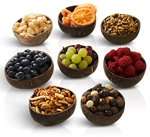 COCOBOWLCO Mini cuencos de coco, accesorios de charcutería para queso, tazas de salsa, taza de embutidos, cuenco de inmersión, cuenco de preparación, cuencos de pellizco, cuencos de condimentos