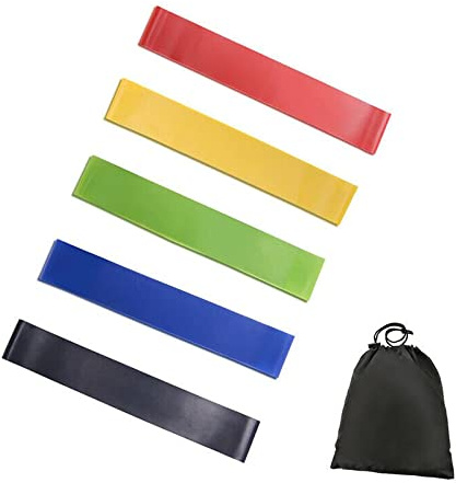Lot de 5 bandes de résistance robustes - Pour la maison, la gym, le yoga, le fitness, les boucles élastiques et les pilates