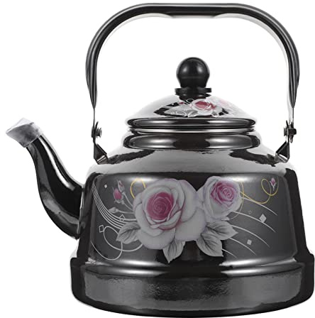 IMIKEYA Enamel Kettle Retro Style Black Enamel Teapot for Kitchen Use Water Kettle Home Teapot