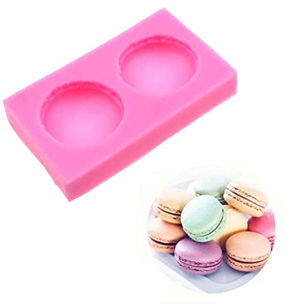 Molde de silicona para macarrones 3D, moldes para hornear hamburguesas de macarrón, perfecto para velas, magdalenas, decoración de pasteles/magdalenas (2 agujeros)