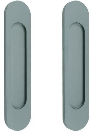 MOROBOR Selbstklebende ovale Schiebetürgriffe, 2 Stück, Aluminiumlegierung, bündiger Zug, stanzfreier Griff für Schiebetüren, Fenster, Schränke（Eisengrau）