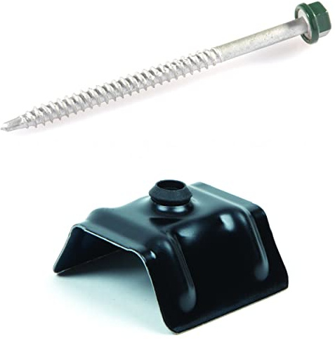 LAURENT FIXATION - Vis Bac Acier 6.5x100 Inox + Cavalier RAL 7016 x25 Kit de fixation - Sans Pré-Perçage Bois - Double Joint EPDM Étanche Anticorrosion - pour toiture et bardage Pro