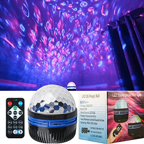 Tragbar Wiederaufladbar Mini Discokugel Licht, Wasser Ripple Projektor Nachtlicht Kinder Disco Lichter Musikgesteuert Discolicht Partylicht