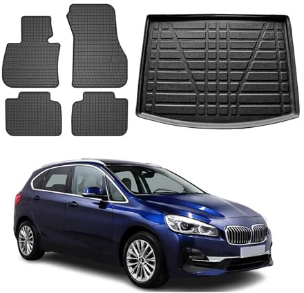 OMAC Fußmatten & Kofferraumwanne Set kompatibel mit BMW 2er Active Tourer F45 2014-2024 Gummi 5X