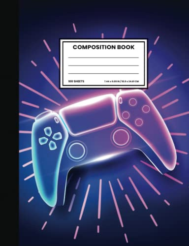 Composition Notebook | Neon Gamer Controller: College Ruled Lined Paper | Workbook for Gaming Boys Girls Kids Teens Students for Back to School and Home College Note Writing