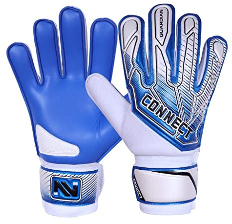 CONNECT Kinder-Fußball-Torwarthandschuhe mit Super Grip Latex-Torwarthandschuhe Kinder, Jungen & Mädchen, Junior, Fußball-Torwarthandschuhe, für Training (Cyan, 7)